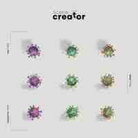 Free PSD viral bacteria scene creator mock-up