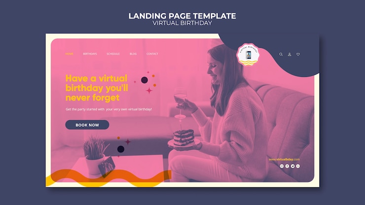 Free PSD virtual birthday landing page template