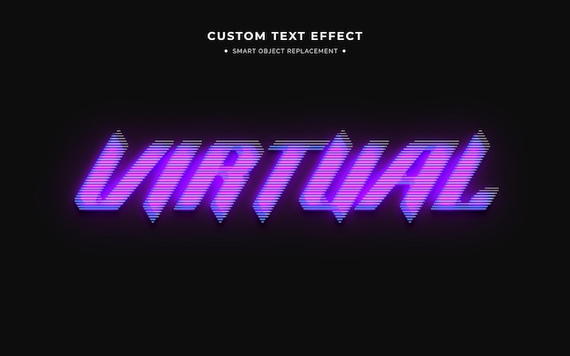 Free PSD virtual futuristic 3d text style effect