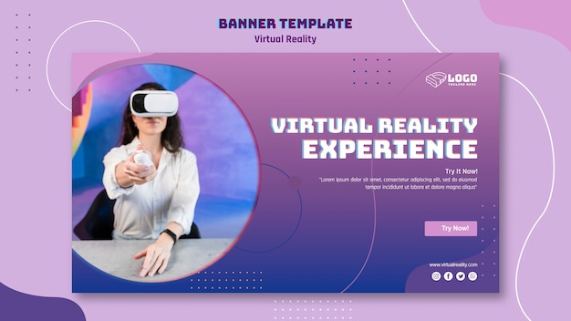 PSD gratuito concetto del modello dell'insegna di realtà virtuale