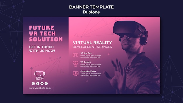 無料PSD デュオトーンのバーチャルリアリティバナーテンプレート