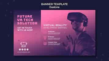 Бесплатный PSD Шаблон баннера виртуальной реальности в дуплексе