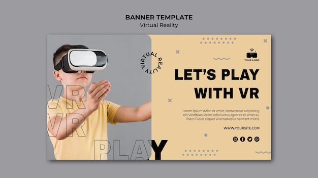 PSD gratuito tema del banner di realtà virtuale