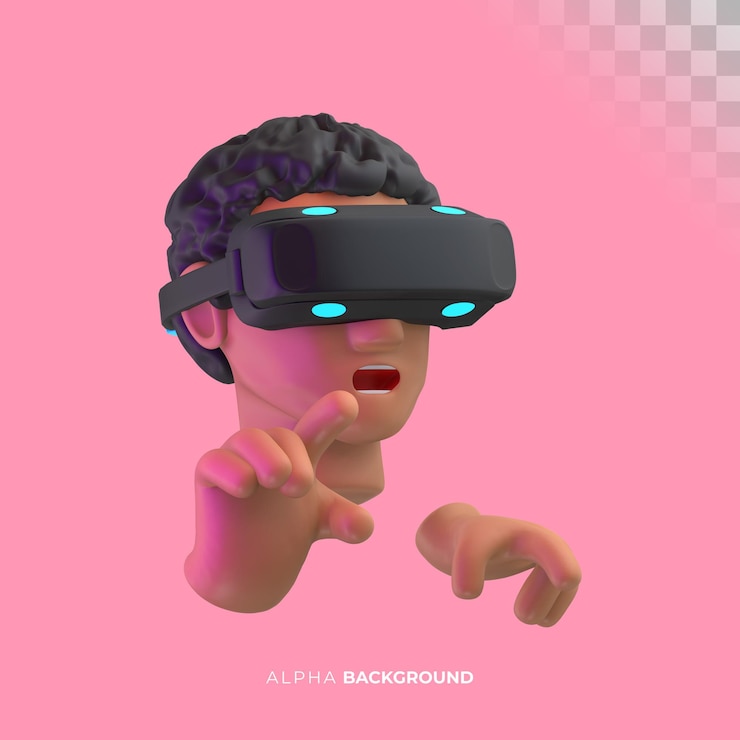 Бесплатный PSD опыт виртуальной реальности. 3d иллюстрация