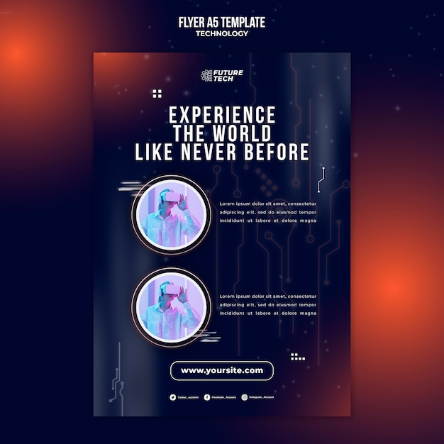 Free PSD virtual reality glasses flyer template