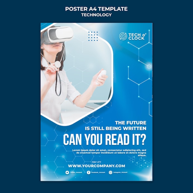 Virtual reality glasses poster template