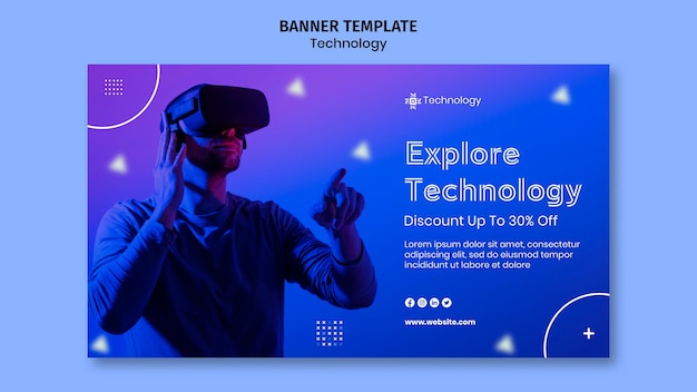 Free PSD virtual reality horizontal banner