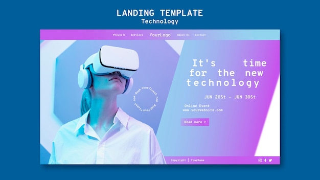 Free PSD virtual reality landing page template