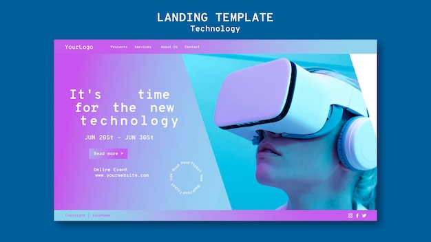 Free PSD virtual reality landing page template