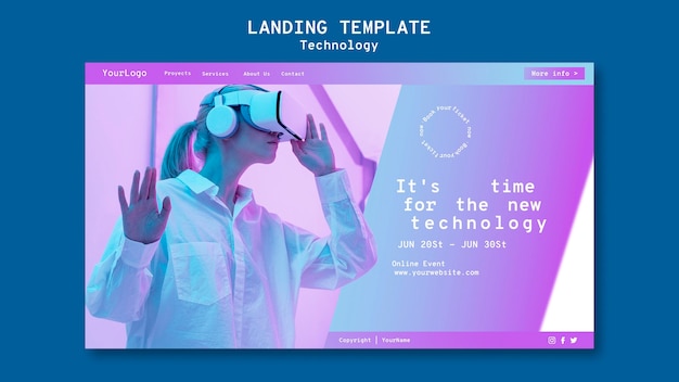 Free PSD virtual reality landing page template