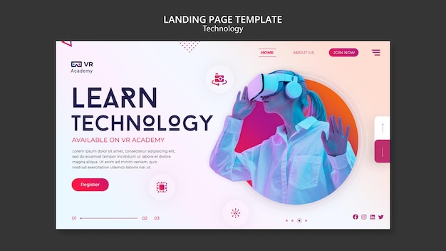 Virtual reality landing page template