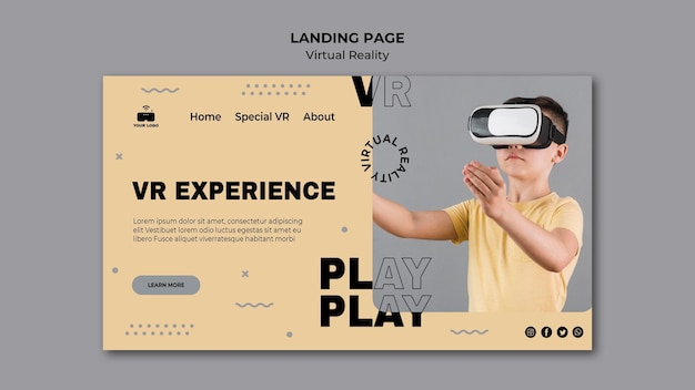 Free PSD virtual reality landing page