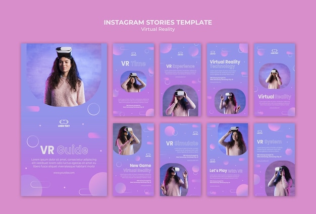 無料PSD バーチャルリアリティでinstagramストーリーを一緒にプレイ