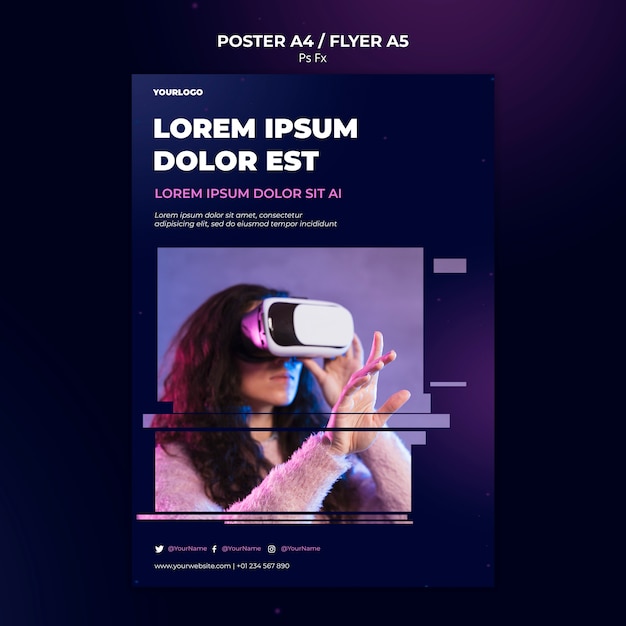 PSD gratuito modello di poster di realtà virtuale