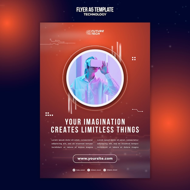 Бесплатный PSD Шаблон флаера о технологиях виртуальной реальности