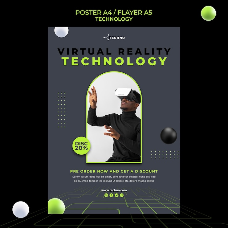 Free PSD virtual reality technology poster template