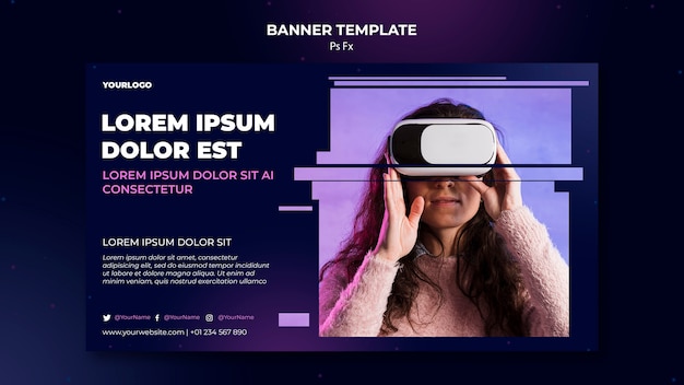 Free PSD virtual reality template banner