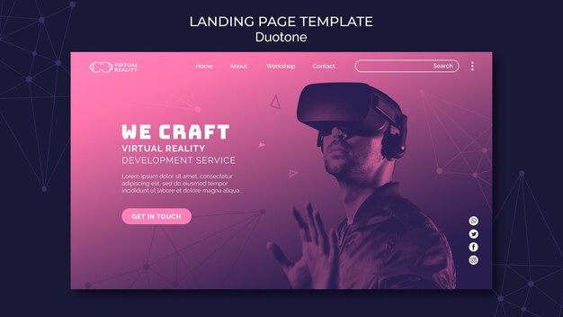 virtual reality web template in duotone