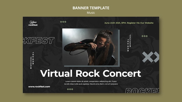 PSD gratuito modello di banner concerto rock virtuale