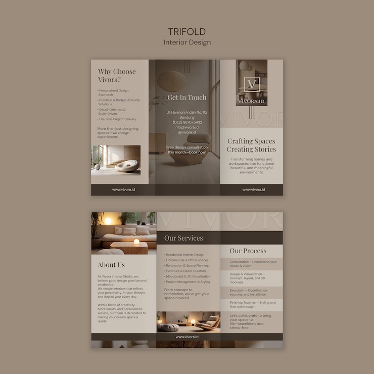 Free PSD vivora interior design trifold brochure