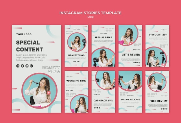 Free PSD vlog concept instagram stories template