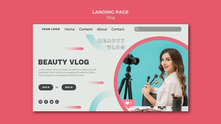 मुफ़्त PSD vlog concept landing page template