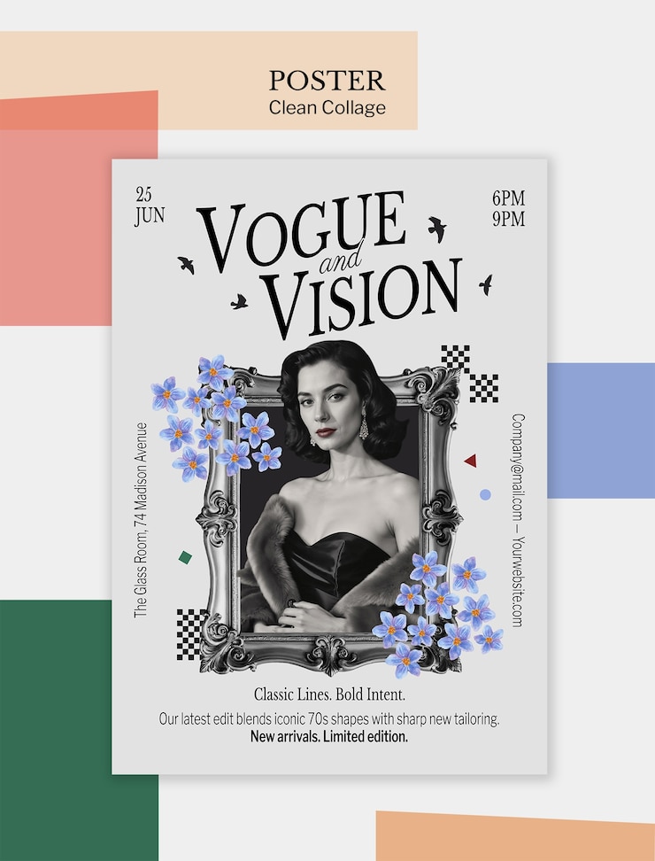 Free PSD vogue and vision fashion poster template