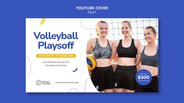 Volleyball camp tournament youtube cover template