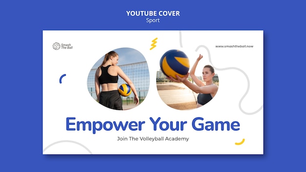 Free PSD volleyball camp tournament youtube cover template