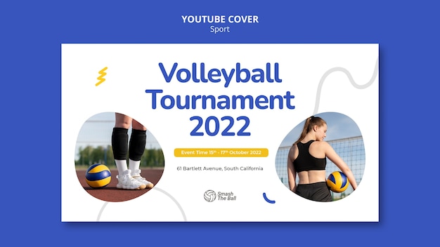 Modello di copertina di youtube del torneo di pallavolo