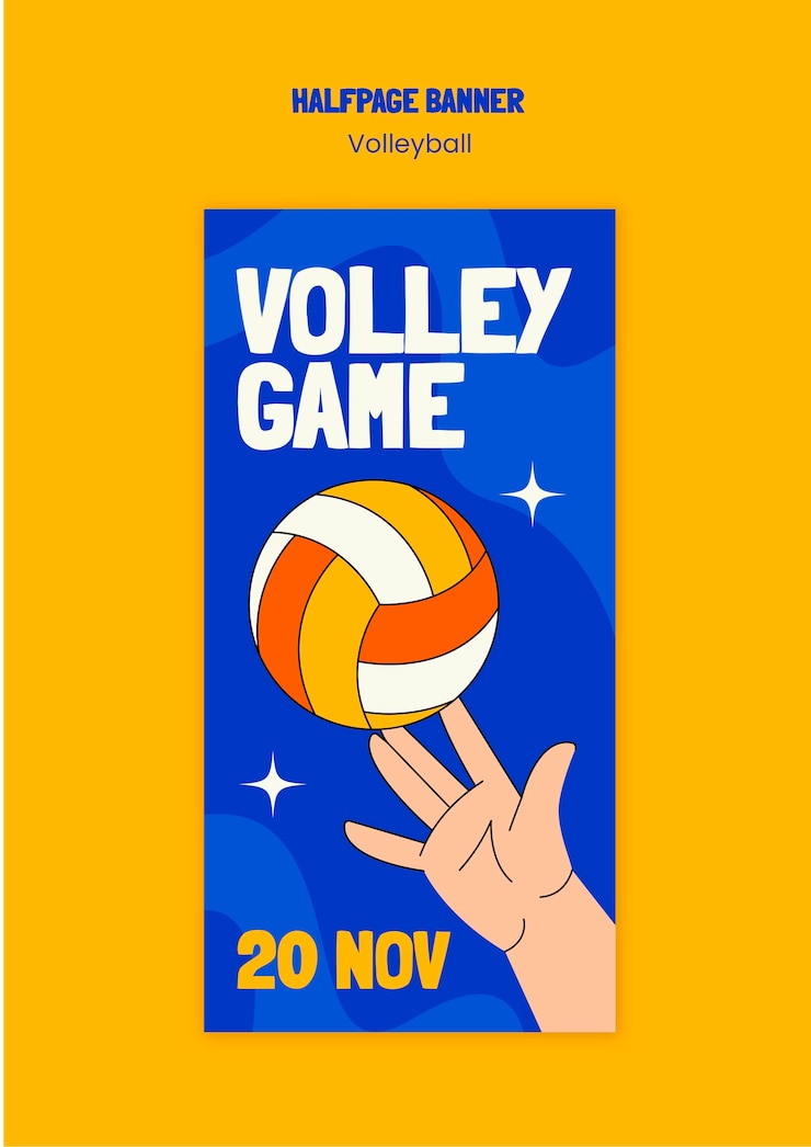 Free PSD volleyball halfpage banner template design