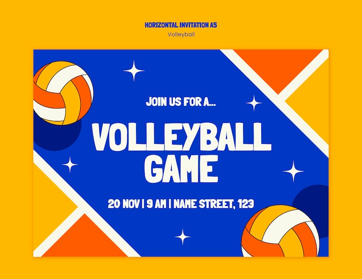 Free PSD volleyball invitation template design