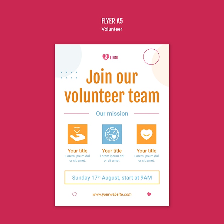 Free PSD volunteer template design