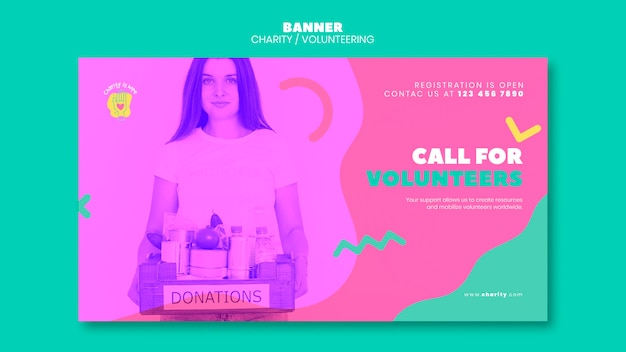 Free PSD volunteering banner template