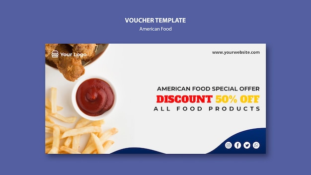 Free PSD voucher for american food restaurant