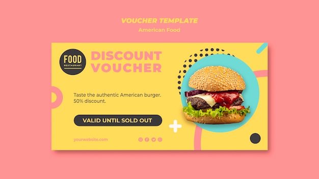 PSD gratuito buono per cibo americano con hamburger