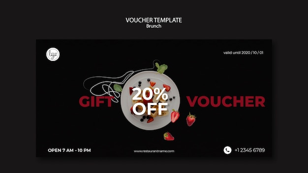 Free PSD voucher template for brunch restaurant design