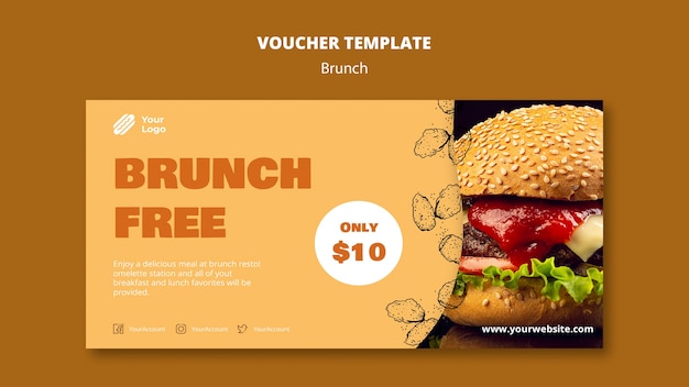 Free PSD voucher template for brunch