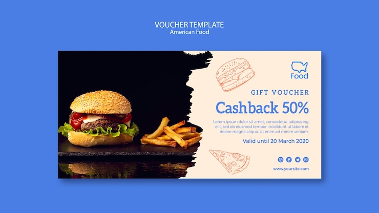 無料PSD アメリカ料理のコンセプトを持つ伝票テンプレート