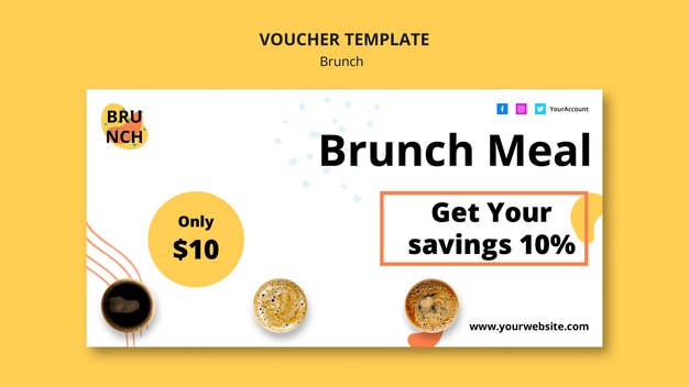 Voucher template with brunch concept