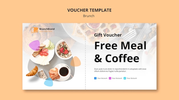 Free PSD voucher template with brunch theme