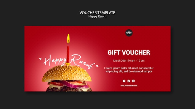 Modello del buono con regalo per ristorante di hamburger