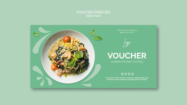 Voucher template with italian food theme