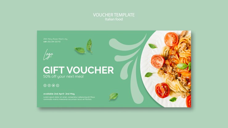 Free PSD voucher template with italian food