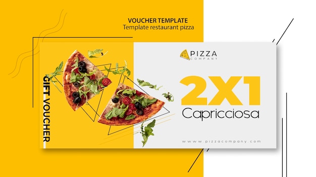Voucher template with offer for pizza restaurant