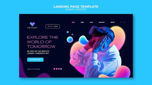 Vr event landing page design template