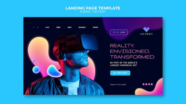 Vr event landing page design template