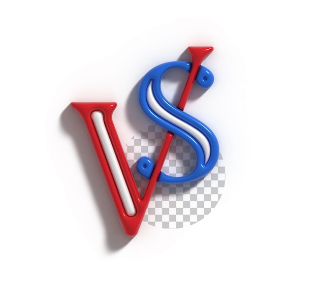 Vs company 3d letter logo typographical transparent psd