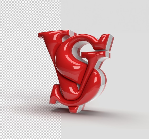 Vs versus sign 3d render company letter logo