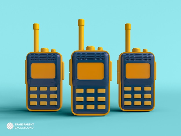 Illustrazione di rendering 3d isolata dell'icona del walkie-talkie